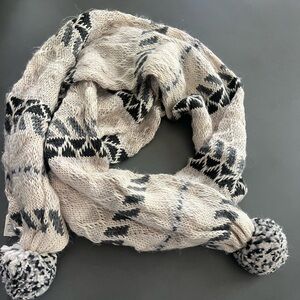 American Eagle Cozy Knit Scarf with Pom Poms